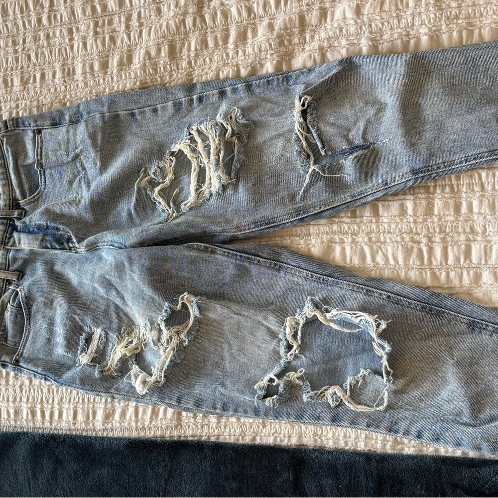 Wild Fable High Rise Distressed Jeans - Light Blue